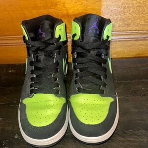 Air Jordan Black and Green High-Top Sneakers